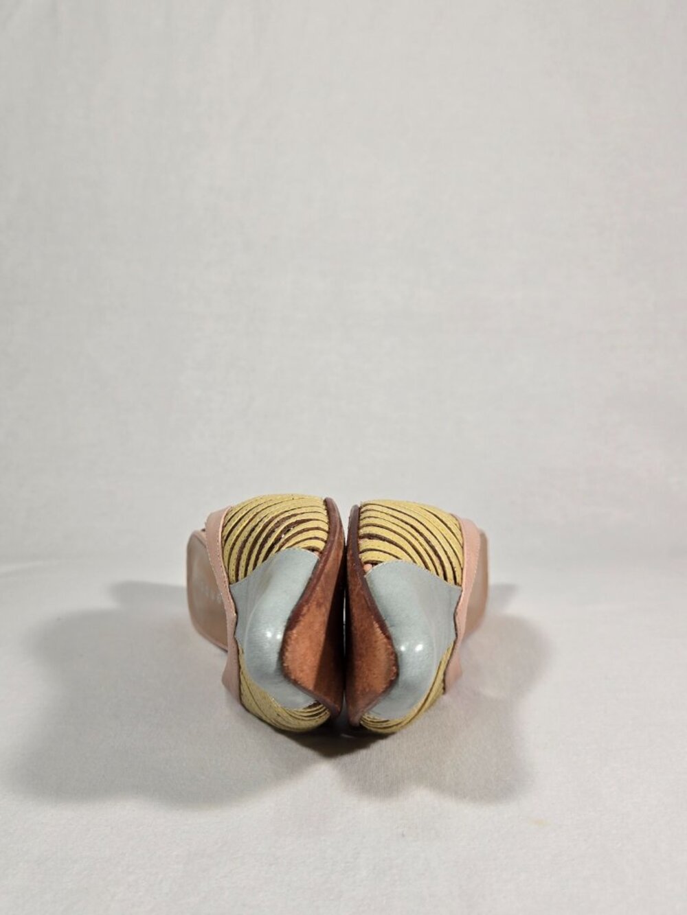 Vintage Y2K Whimsical Color-Block Cage LEATHER Pointed Kitten Mule Women Size 7. - Picture 13 of 17